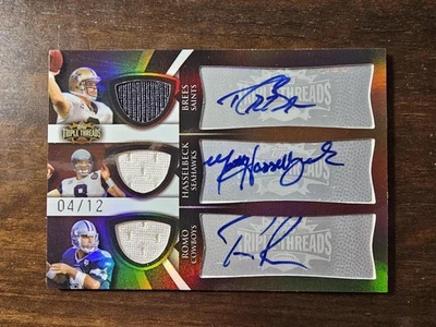 2009 Topps Triple Threads Drew Brees/Matt Hasselbeck/Tony Romo Auto Relic /12 - Image 1 of 2