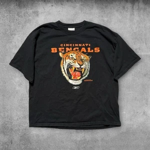 Rare VTG Reebok Cincinnati Bengals NFL Football Mascot T Shirt 90s Black XL - Picture 1 of 3