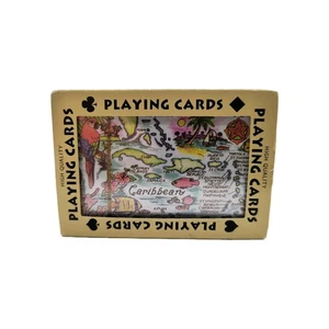 Caribbean Map Souvenir Playing Cards Deck Illustrated Travel Theme Boxed Set - Picture 1 of 5