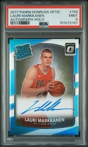 2017 PANINI DONRUSS OPTIC Rated Rookie Silver LAURI MARKKANEN PSA 9 RC - Picture 1 of 3