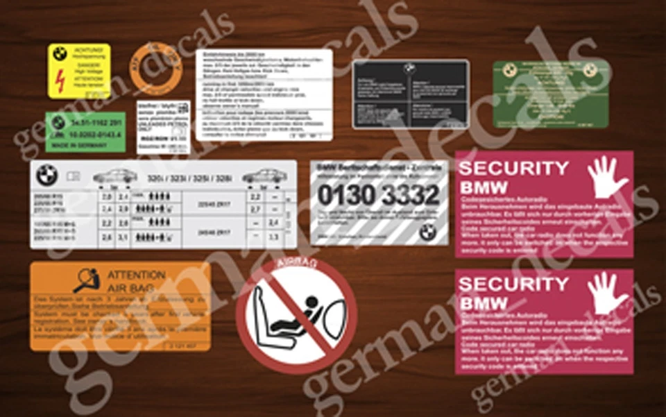 НАКЛЕЙКИ МОТОРНЫЙ ОТСЕК НАБОР ВОССТАНОВЛЕНИЕ ДЛЯ BMW E36 316i 318i 320i 323i 325i 328i - Изображение 1 из 1