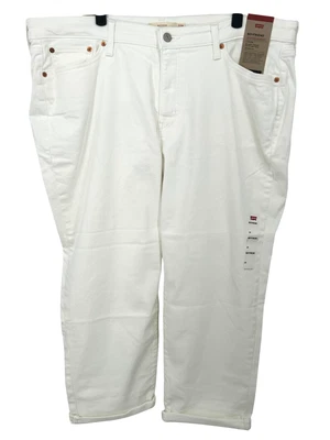 Levis Boyfriend Pants Womens 22 White Mid Rise Stretch Relaxed Tapered Leg NEW - Image 1 of 4