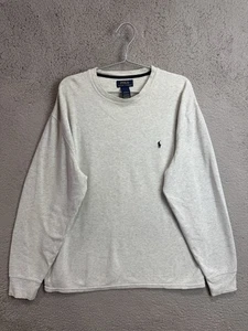 Polo Ralph Lauren Jumper Mens XL Grey Waffle Knit Embroidered Sweater Sweatshirt - Picture 1 of 7