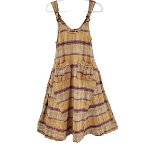 Free People Harper abito midi a righe trapezio floreale annodato cinturino donna taglia XS - Foto 1 di 8