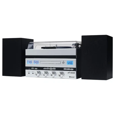 Victor Geneva 5-in-1 Desktop Music Center w 3-Speed Record Player and FM Radio - Image 1 of 4