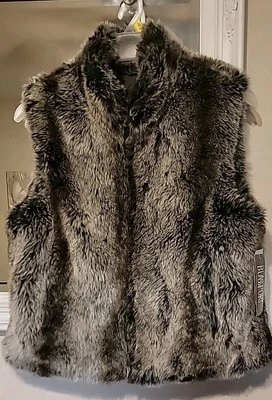 Reversible Vest Blassport  Faux Fur Black Women's M Zip Up Warm - Image 1 of 4