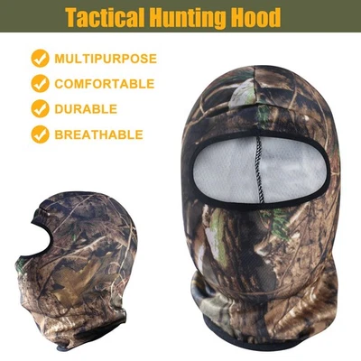 Real Tree Camo Balaclava Face Mask UV Protection Windproof Tactical Hunting Hood - Image 1 of 4