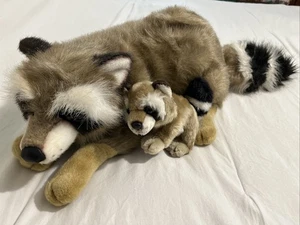 Fine Toy Raccoon & Baby Plush Stuffed Animal Realistic Large 30” - Picture 1 of 12