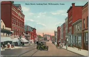 POSTAL ANTIGUA WILLIMANTIC CT MAIN STREET MIRANDO ESTE - Imagen 1 de 2