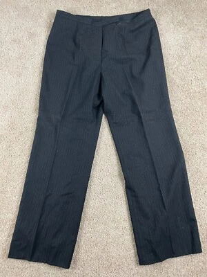 Evan Picone Suit Pants Womens 38x31 Regular Fit Straight Leg Pinstripes Black - Image 1 of 4