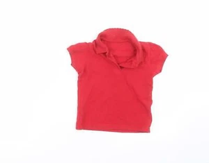 George Girls Red Cotton blend Polo Size 4-5 Years - Picture 1 of 12