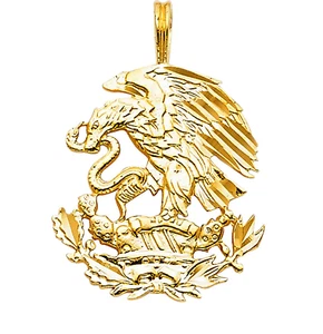 Oro 14k Águila Mexicana Dije Símbolo Bandera Colgante Medalla Oro Águila Real México - Imagen 1 de 2