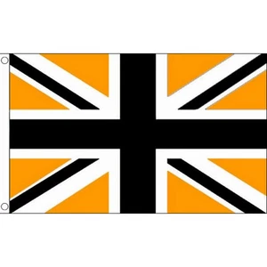 Union Jack Black / Gold Flag 5 x 3 FT - British Flag Great Britain UK Wolves - Picture 1 of 4