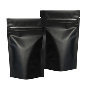 100 bolsas exteriores de pie con cremallera de lámina de Mylar metálica negra mate de 3,3 x 5,1" - Imagen 1 de 5