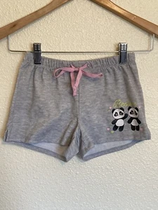 Girls Justice Gray Panda Besties Pajama Lounge Sleep Shorts Size 6 7 - Picture 1 of 5