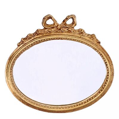 Espejo Oval Lazo 18 X 19 Cm. Color Oro Antigua Hecho • 22.39€