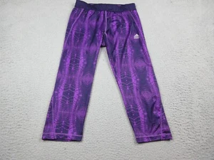Adidas Pants Girls Medium Purple Compression Leggings Running 24X19 - Picture 1 of 11