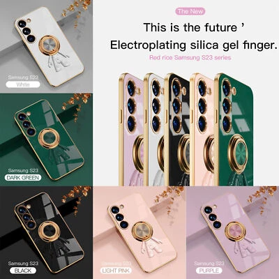 Ring Plating Bling Phone Case For Samsung S10 S20 S21 S22 S23 Ultra Note 10 20 - Image 1 of 4