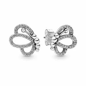 PANDORA EARRINGS Sterling Silver ALE S925 SPARKLING OPENWORK BUTTERFLY 297912CZ - Picture 1 of 1
