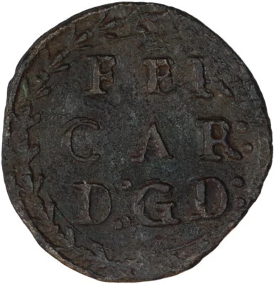 Scarce 1665-1708 Italy Bronze Quattrino - Corrosion - Image 1 of 2