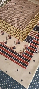 Vnt Sewing Fabric 6 Fat Quarters Cotton Quilts Valor Stars Stripes Red Blue Patr - Picture 1 of 8