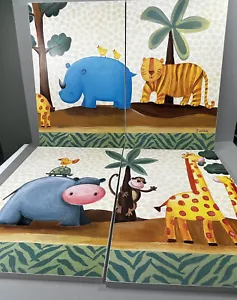 Sapna Set Of 4 Lion Hippo Nursery Decor Baby Safari Nursery Decor Kids Jungle - Picture 1 of 10