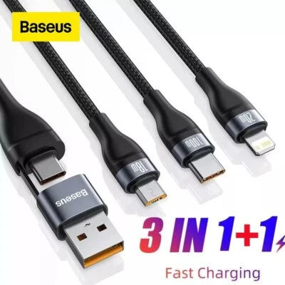 Baseus 3 in 1 USB C Cable 100W Micro USB Type C Cable for Macbook Pro Samsung - Image 1 of 4