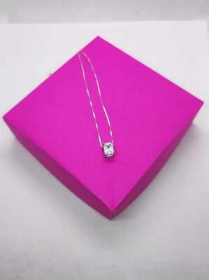 Punto luce donna in argento 925 + collana veneziana. punto luce taglio smeraldo - Immagine 1 di 4