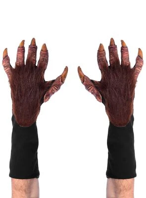 Werwolfhände braun - Handschuhe mit Latexapplikationen für pelzige Biester - Bild 1 von 4