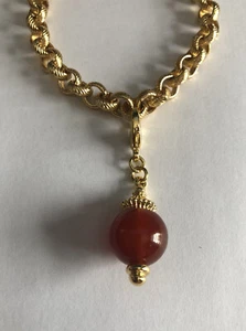 BEN AMUN 24K Gold Plated Carnelian **Granting All Good Destroying All Bad* Charm - Picture 1 of 3