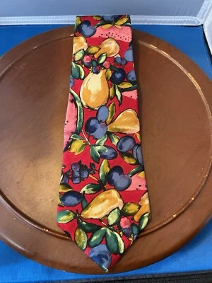 Мужской многоцветный 100% импортный шелковый галстук Hathaway фруктовый галстук сделано в США - Изображение 1 из 4