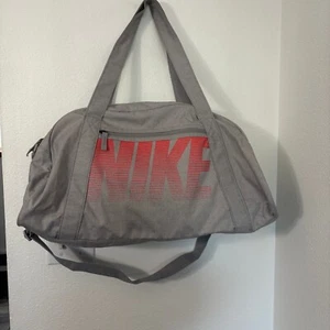 Nike Gym Club Duffel Bag Gray Orange Logo Lightweight Carry-On Travel - Picture 1 of 5