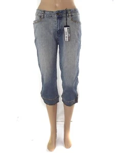 Joyx Pantalone Jeans Donna Capri 43 Eu39 W29 L Large Polpaccio Blu Denim Cotone - Picture 1 of 9