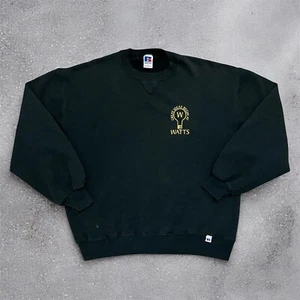 Vintage 90s Russell Athletic Watts Black Crewneck Sweatshirt Adult Large Bulb - Picture 1 of 5
