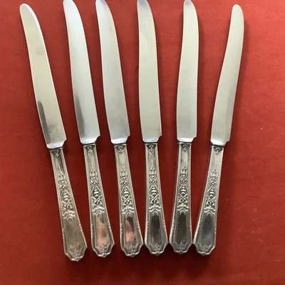 ANCESTRAL 1847 Rogers Bros Silverplate 6  Dinner KNIVES  - Image 1 of 3