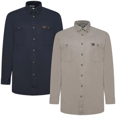 New Mens Wrangler Riggs Shirt 100 Cotton Twill Workwear Top Button Pocket Casual - Image 1 of 4