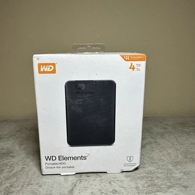 WD 4TB Elements Portable USB 3.2 Gen 1 HDD - WDBU6Y0040BBK-WESN  Read Descriptio - Image 1 of 4