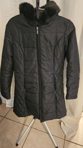 Weather Tamer Winter Ski Coat Black Womens Size Large Hooded Pockets - Picture 1 of 7