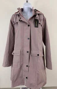 Impermeable ELVESSA para mujer lila púrpura de longitud media trinchera con capucha talla L *NUEVO CON ETIQUETAS* - Imagen 1 de 7