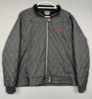 Chaqueta Barrett Jackson Negra Acolchada Cremallera Completa Mujer XL Forrada de Piel Sintética Exposición de Automóviles Foto 1 de 4