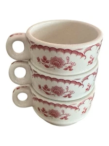 Shenango China Stern’s Stakup Cups Set of 3 Chardon Rose Restaurant Ware PA USA - Picture 1 of 6