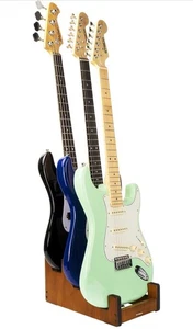 STRICH Gitarrenständer aus Holz für mehrere Gitarren, 3 Halter Mahagonifarbe Neu - Bild 1 von 11