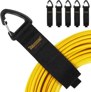 6x Heavy Duty Storage Straps Hook Loop Cord Organiser with Wall Hanger Buckle - Afbeelding 1 van 7