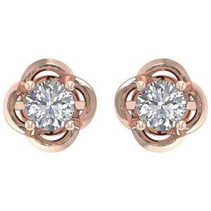 Lab Grown Round Diamond Solitaire Studs Earrings VS1 F 0.50 Carat 14K Solid Gold - Picture 1 of 9