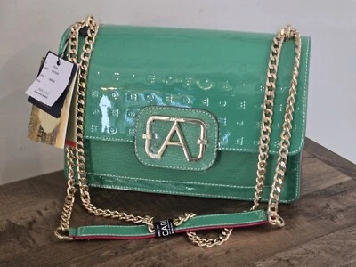 Bandolera $340 Arcadia Giada verde charol dorado Gianna con cadena Italia  Foto 1 de 4