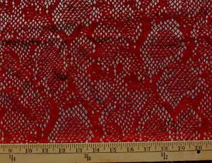 DARK RED & SILVER METALLIC VELVET 4 WAY STRETCH POLYESTER FABRIC 26X44 INCHES - Picture 1 of 2