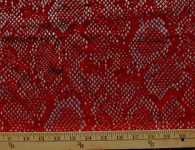 DARK RED & SILVER METALLIC VELVET  4 WAY STRETCH POLYESTER FABRIC  26X44 INCHES - Image 1 of 2