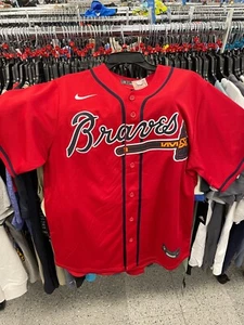 Men's Medium - Atlanta Braves Nike Red Alternate Replica Team Jersey - Picture 1 of 2