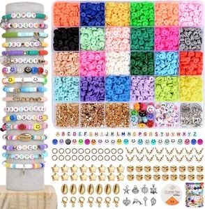 Dulzod 4800Pcs Clay Beads For Jewelry Making Bracelet Kit,flat Round P - Picture 1 of 6