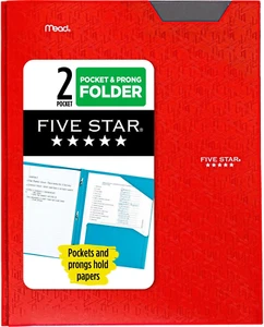 2 Pocket Folder, Stay-Put Folder, Plastic Colored Folders with Pockets & Prong F - Picture 1 of 12